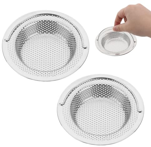 2PCS Coladores de Fregadero de Acero Inoxidable, colador de Fregadero - Filtro de Drenaje con Asa para Cocina - Evita Obstrucciones, Filtro Fregadero
