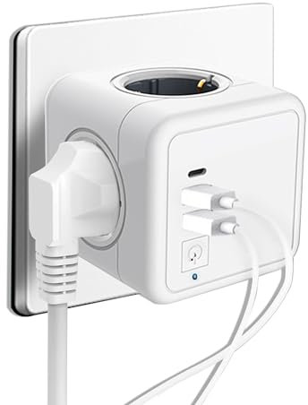 Ciabatta con USB senza cavo: presa multipla 7 in 1, protezione da sovratensione, 3680W adattatore con interruttore, distributore di presa per camera da letto, viaggio e ufficio