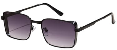 WDZAYXC Klassische Rechteckige Sonnenbrille Retro Metallrahmen Gläser Vintage Rechteck Sonnenbrille für Damen und Herren, UV Schutz(Schwarz/Grau)