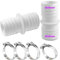 Conector de Manguera de 38 mm - Juego Con 4 Abrazaderas de Acero Inoxidable, Color Blanco - Adaptador Doble Para Piscina (2 Unidades)