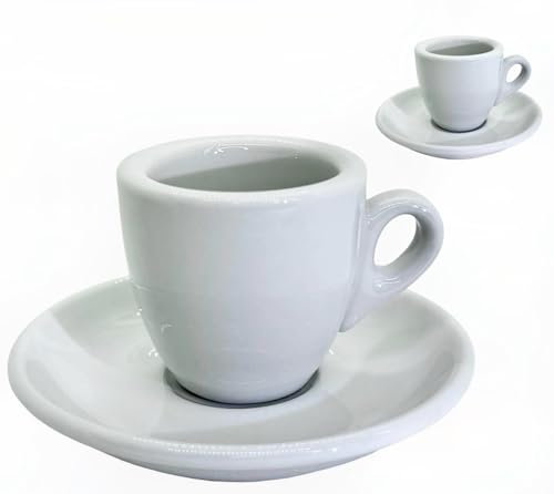 MY Obsession Espresso Cups Set 56ml White - Extra Thick Walled Italian Design Porcelain with Gift Box (2 Cups White)
