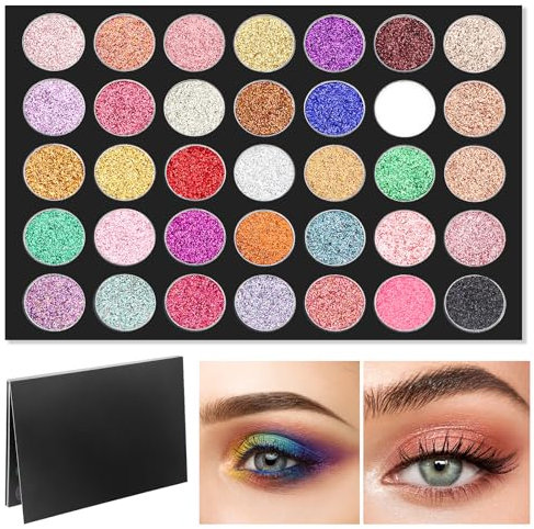 35 Farben Lidschatten Palette, Eyeshadow Palette, Glitzer Lidschatten, Eyeshadow Palette Bunt Für Urlaubs und Alltags Make Up