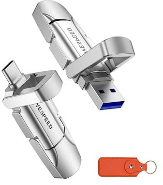 MOVE SPEED 128 GB USB-Stick, USB-C-Speicherstick bis zu 400 MB/s, schneller USB-Stick Typ C, USB-Stick, USB-Stick für iPhone 15 Serie/Android-Handy/Laptop/Tablet/Mac – inklusive Schlüsselanhänger und