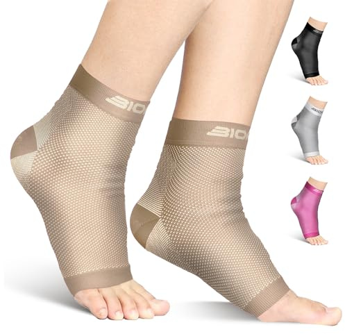Bionix Plantar Fasciitis Socks-1 Pair Compression Sleeves for Ankle Arch,Arthritis Foot Support for Pain Relief,Achilles Planter Facetious Support,Neuropathy Socks Brace for Men and Women-(Beige,S/M)