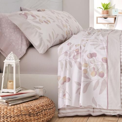 Burrito Blanco | Sábanas de Franela de algodón | Cama de 90cm. (+Medidas Disponibles) | Diseño 574 | Color Terracota (90x190/200cm.)