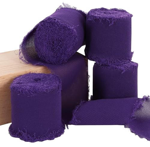 TONIFUL 4 Rollen Lavendel Chiffonband 3,8 cm × 5 Meter Seidenband Stoffband für Geschenkverpackung Hochzeitspartydekoration Blumenstraußverpackung Schleifenherstellung DIY-Bastelarbeiten
