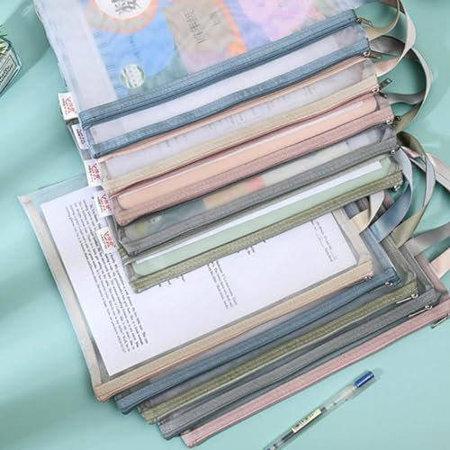 Puzzle Bags for Kids Storage, 5PCS A4-2Layers Storage Bag, Breathable Mesh Zipper Pouch Bags, Portable Pencil Bag, Puzzle Building Block Sets for Kids Toy Storage & Organization