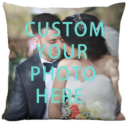 Fadaing Personalisierte Kissen mit Foto, Foto Kissen mit Bild, Kissenbezug mit eigenem Foto und Text, fotokissen mit eigenem 40x40 kein Füllstoff (50 x 75 cm,1)