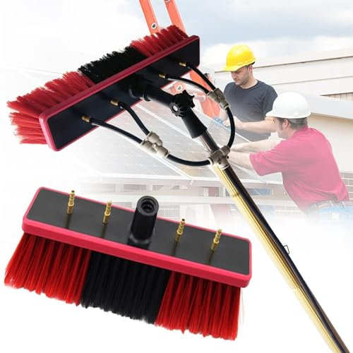 OTHZON Teleskopstange zum Fensterputzen, ausziehbare Bürste mit Wasserzufuhr, geeignet zum Reinigen von Photovoltaikmodulen, Reinigen von Photovoltaikmodulen/Fenstern (eine Farbe, 3,6 m)