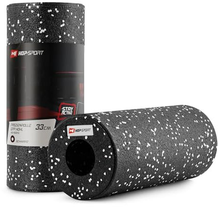 Hop-Sport Faszienrolle für Faszien-Training - Massagerolle für Ganzkörper-Selbstmassage aus umweltfreundlichem EPP - Hart, HS-P033YG (Weiß)