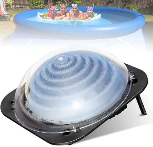 Chauffage solaire pour piscine creusée – Design dôme avec supports, connecteur de tuyau – Chauffage de piscine extérieur pour plus de chaleur