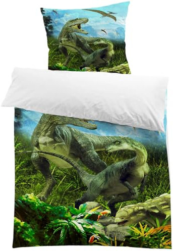 MUSOLEI Dinosaurier Bettwäsche 135x200 Kinder Jurassic World Dino Bettwäsche Jungen Teenager Jugendliche Kinderbettwäsche Mikrofaser 3D-Druck Bettbezug und 1 Kissenbezug 80x80 Geschenk, Dino05