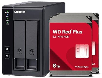 QNAP 2 Bay DAS with 8TB Storage Capacity, USB 3.2 Gen 2 Type-C, Preconfigured RAID 1 WD Red Plus HDD Bundle (TR-002-28WD-US)