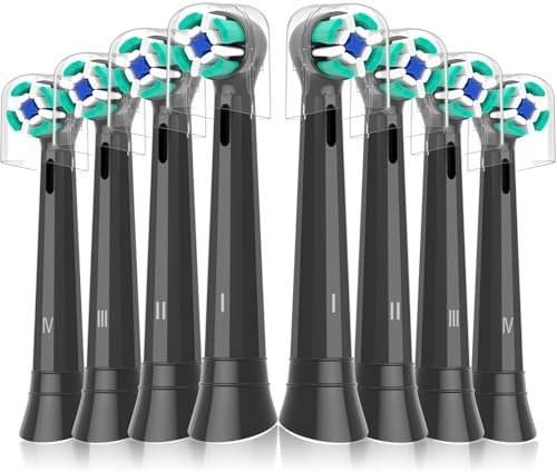 Brush Heads Compatible with Oral B iO 2 3 4 5 6 7 8 9 10 Series Electric Toothbrushes, Soft Toothbrush Head Fits for iO Ultimate Radiant Gentle Series, 8PCS Black