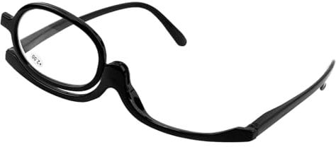 Make-up Reading Glasses, Magnifying Make-up Glasses with Flip-Down Single Lens, Magnifying Make-up Glasses for Presbyopia and Hyperopia, Folding Design Reading Glasses for Women,Black 2.00