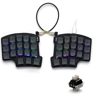 YIVU wired split mechanical keyboard 40% layout 3*5 orthogonal layout PBT keycaps ergonomic Support QMK/VIAL key remapping Hot-swappable RGB gaming keyboard Pre-lubricated linear switches Smooth feel