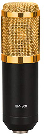 TFixol Kit de microphone à condensateur pour ordinateur avec bras carte son filtre anti-pop coupe-vent pour jeux, podcasting, streaming en direct, musique noir et doré