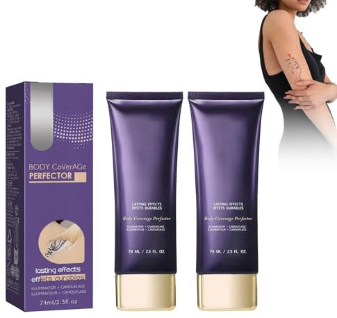 2 Stück Body Make up, Foundation Wasserfest, Concealer für den Körper, Tattoo Cover up Makeup, Body Coverage Perfector, Für Tattoo, Narbe, Mild Komfortabel, Light, Geeignet für alle Hauttypen