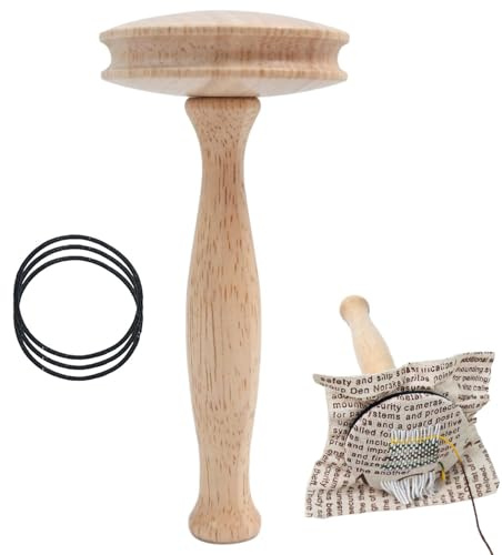 Stopfpilz – Professioneller tragbarer Holz-Pilz mit Bändern – Stopfzubehör zum Weben von Darner – für Anfänger, Handwerksliebhaber, Kleidung, Hüte, Pullover, Hosen, Schals, Handschuhe, Teppich