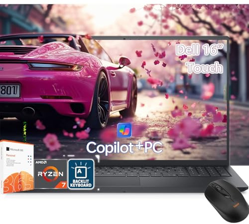 Dell 16 Touchscreen Laptop - AMD Ryzen Ryzen 7 250 Beat Ultra 7 155H -16 FHD+ Touch -32GB RAM| SSD da 1TB -Tastiera retroilluminata -Office 365 -Windows 11 -Laptop Copilot Portatil PC - Business