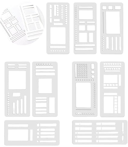 TAKONE Planer Schablonen PET Kunststoff Bullet Journal Kalender | 9-teiliges Set, PET Kunststoff, flexibel und bruchfest, für Bullet Journal und Kalender