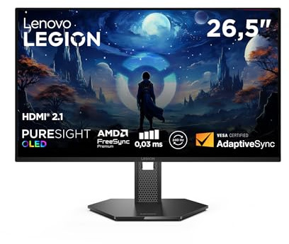 Monitor Gaming OLED Lenovo Legion 27Q‑10 27 QHD 240Hz (0.03ms, HDR10, Contraste 1.500.000:1, HDMI/DP, diseño ergonómico) – Negro