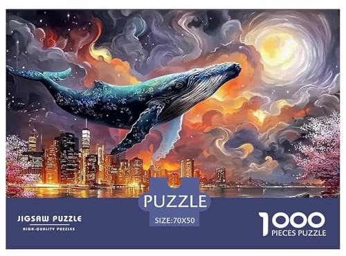 Sinoshow_24085_a_Whale_Floating_in_The_Sky_Above_City_Lights_oi_4607d41a-fd16-4605-85a2-1b60839c18df_4 1000 Teile Puzzle Schwierig, Hart, Fast Unmöglich Puzzle, Entspannendes Familienspiel, Anregende