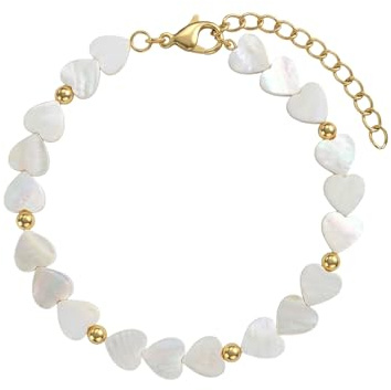 Amor - Damen Armband Edelstahl - Vergoldet/Golden - mit Stahlkugeln - Herz Anhänger - AMR-B0016