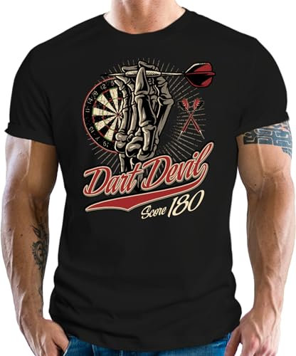 LOBO NEGRO Original Design T-Shirt für den aktiven Dart-Spieler: Dart Devil - Score 180-XXL