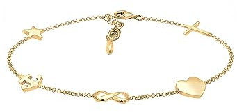 Elli Armband Damen Kreuz Herz Infinity Anker Stern in 925 Sterling Silber vergoldet