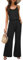 OUGES Women Sleeveless Jumpsuits Wide Leg Pants Summer Casual Playsuit with Pockets(Black,S)