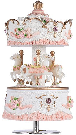 Musfunny Carousel Music Box for Girls: Rotating Horse with LED Light