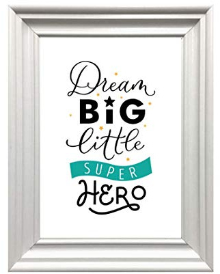 Din A4 Kunstdruck ungerahmt Spruch Motivation - Dream big little super hero - Kinderzimmer Träume Baby Druck, Poster, Bild, Deko, Geschenk, Wandbild, Wanddekoration
