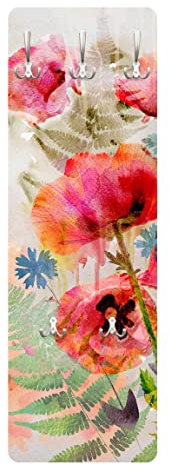Bilderwelten Garderobe - Aquarell Blumen Mohn, Größe HxB:105cm x 34cm