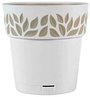 PEBSHOP Vaso Tondo in Polipropilene (Ø 15 X H.15 - Bianco/TRAVERTINO)