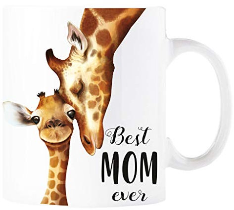 Geschenk Tasse Kaffeebecher Becher bedruckt mit Spruch Best Mom Ever Giraffe / 1. Tasse matt (Keramik)