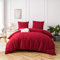 AYSW Bettwäsche gebürstet Microfaser 1 Bettbezug 200x220cm + 2 Kopfkissenbezug 80x80cm mit Reißverschluss Rot