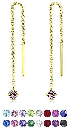 Punto Luce Orecchini Donna Argento 925 Placcati Oro - Rosa e Oro, Saliscendi e Pendenti Lunghi