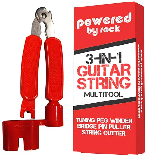 Guitar String Winder, String Cutter and Bridge Pin Puller - 3-in-1 Guitar Tool for Acoustic and Electric Guitars - Wind Guitar Strings Quickly - Cut Excess String Off - Pull Pins Out Easily