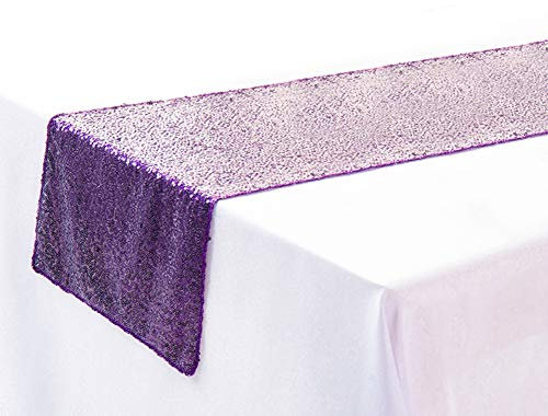 Herbests Pailletten Tischläufer, 30 x 180 cm Shimmer Glitzer Tischläufer Pailletten Tischdecke Tischfahne Dekoration für Party Hochzeit Geburtstag Bankett Tischdecke Rechteckig,Lila