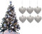 Simply Products 6 Heart Baubles - Great Christmas Tree Decorations, Glitter Heart Baubles (Silver Glitter)