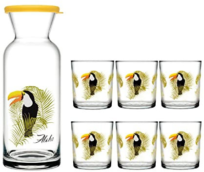 Caraffa per Acqua refrigerante Bollitore Bollitore in vetro Set di frutta con il latte resistente al calore della famiglia Bottiglia di acqua fredda Acqua fredda con 6 tazze for il succo BEVANDE ACQUA