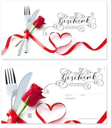 GESCHENKGUTSCHEINcom 25 Stück Geschenkgutscheine zum Selbstausfüllen. Gutschein-Vordruck für Restaurants Gasthäuser Hotels Gastronomie. G12021