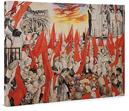 Quadro - Renato Guttuso, I Funerali di Togliatti - Stampa su Tela - Riproduzione Artigianale Digitalizzata - Pronto da Appendere, 50x70 cm
