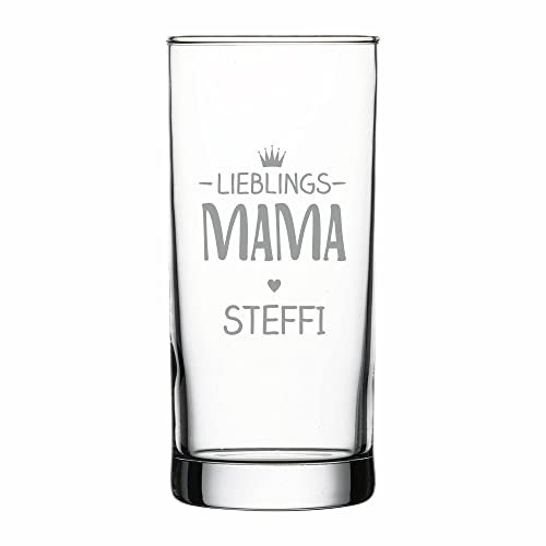 4you DESIGN Personalisiertes Longdrink-Glas mit Namen | Lieblings-Mama| Geschenk-Idee zu Weihnachten, Geburtstag, Mutter- & Vatertag | Saftglas Spülmaschinenfest | Persönliches Präsent | 485 ml