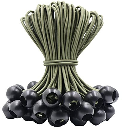 LOOGI Spanngummis mit Kugel 50 Stück, Planenspanner mit Kugel 20cm, Gummispanner Zeltgummis Expanderschlingen Gummischlaufen für Planen Zelt Banner