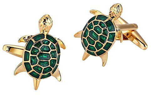 Homxi Manschettenknöpfe Herren Herrenring,Schildkröte Manschettenknöpfe Personalisiert Edelstahl Manschettenknöpfe Herren Set Gold Grün