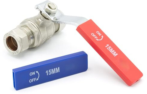 Válvula ISO de aislamiento de bola de palanca de 15 mm de diámetro completo, Llave de Paso Agua con doble cubierta roja azul WRAS aprobado