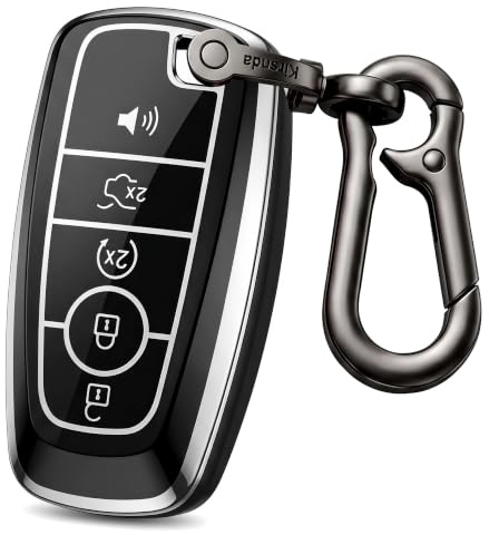 Kirsnda Schlüsselanhänger-Schutzhülle, kompatibel mit Ford, weiches TPU, für Expedition für Mustang Fusion Raptor F250, F350, F450, F550, Edge Explorer, Smart-Fernbedienung, 5 Tasten, Schwarz