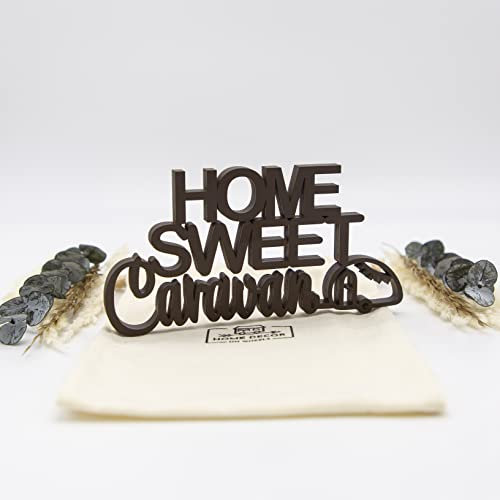 Holz-Schriftzug »Home Sweet Caravan« - 3D Wand Deko für Wohnmobil Camper Van Wohnwagen Vanlife Geschenk (Braun)